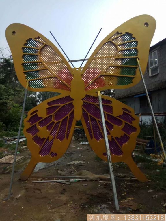 不锈钢彩色蝴蝶雕塑，大型广场蝴蝶雕塑1
