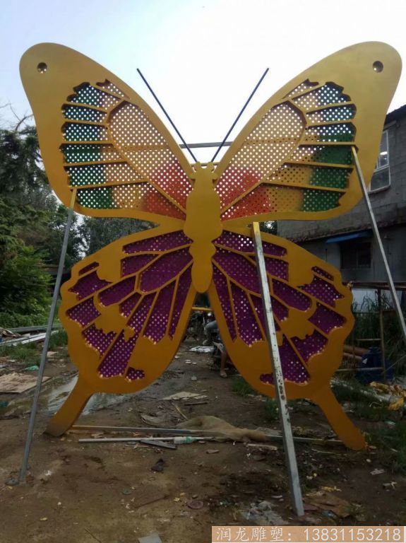 不锈钢彩色蝴蝶雕塑，大型广场蝴蝶雕塑
