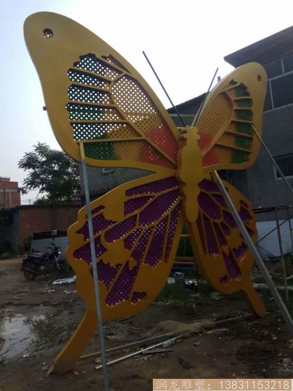 不锈钢彩色蝴蝶雕塑，大型广场蝴蝶雕塑3