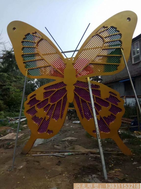 不锈钢彩色蝴蝶雕塑，大型广场蝴蝶雕塑2